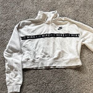 Nike Women's Light Gray Cropped Hoodie
